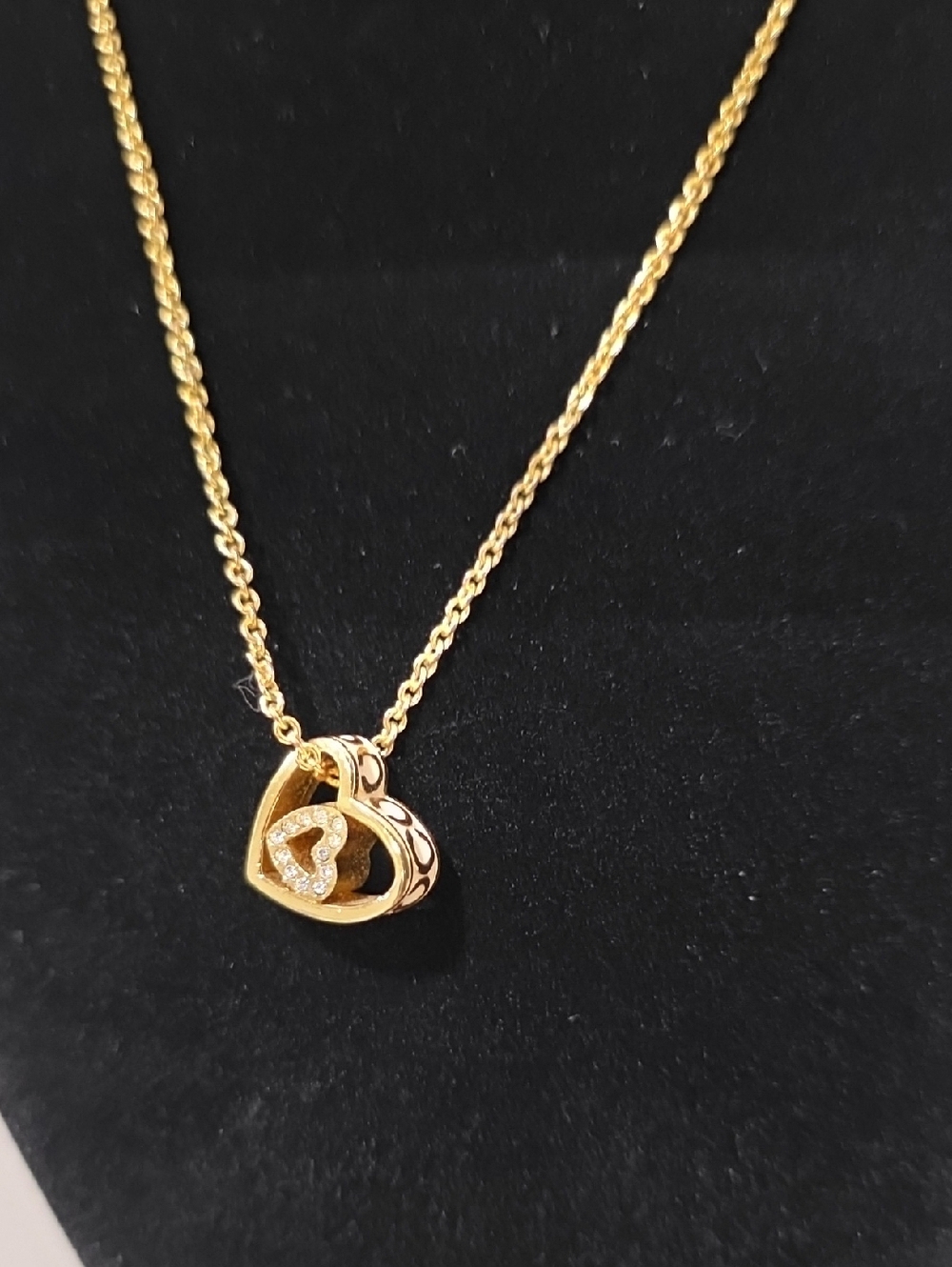 Coach Gold Heart White Necklace with Crystal Heart Shaped Accent - Picture 2 of 7